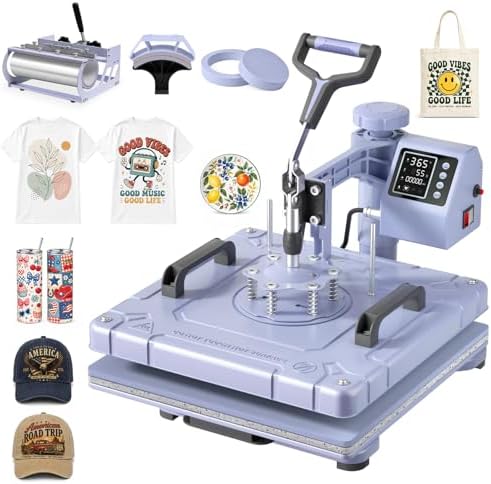 15x15 inch 5 in 1 Swing Away Heat Press Machine for T Shirts